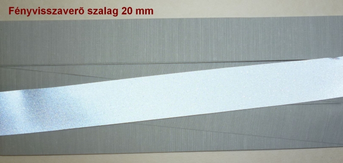Fényvisszaverő szalag 20 mm, vékony anyagon,150 Ft / méter ( 5 métertől)