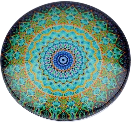 Mandala, üveg kreatív medál alap, türkizzöld, 25 mm . 250 Ft/ db 